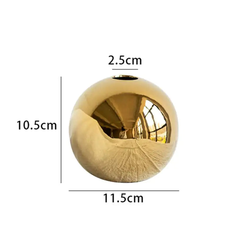 Golden Ceramic Round Ball Vase