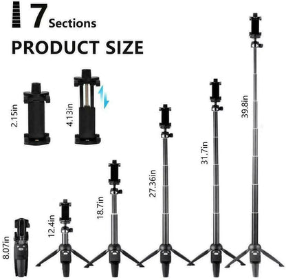 Selfie Stick Tripod 40" Bluetooth Remote Portable for iPhone and Android Phones